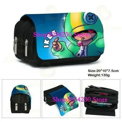 Estuche de lona elástico con estampado de figuras de anime para niños, estuche de lápices de gran capacidad de doble capa con diseño de Brawl-Star-Hero, material escolar