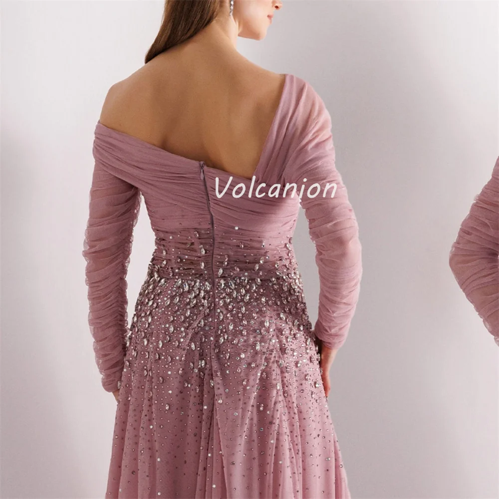 Customized Intricate Sparkle Chiffon Rhinestone Beading Ruched Ball Gown Off-the-shoulder Long Dresses Bespoke Occasion Dresses