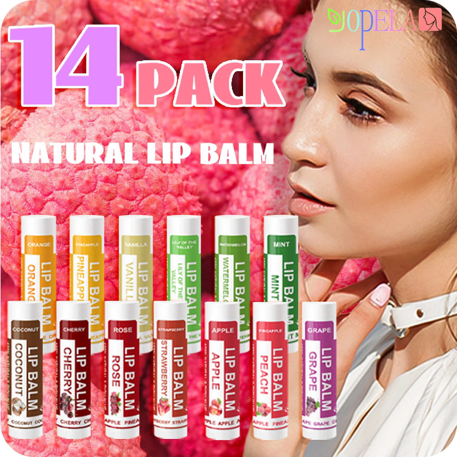 

14 Pack Natural Lip Balm in Bulk with Vitamin E Coconut Oil Moisturizing Soothing Repairing Dry Chapped Lips Makeup