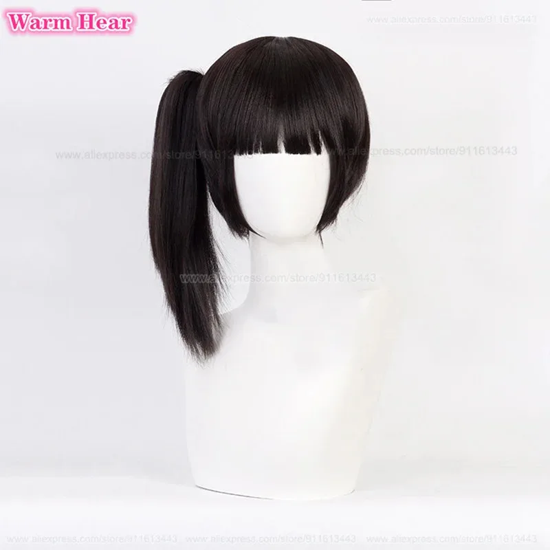 

40cm Long Tsuyuri Kanao Synthetic Black Brown Ponytail Clip Cosplay Anime Heat Resistant Hair Wigs + Wig Cap