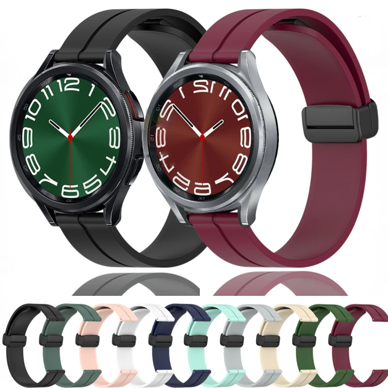 

20mm 22mm Silicone strap For Samsung Galaxy watch 5 4 3 Gear S3 Huawei watch GT/2/3 Pro Magnetic snap wrist band For Amazfit GTR