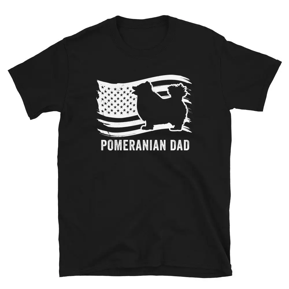 American Flag Pomeranian Dad T Shirt s Pom Dog Pet