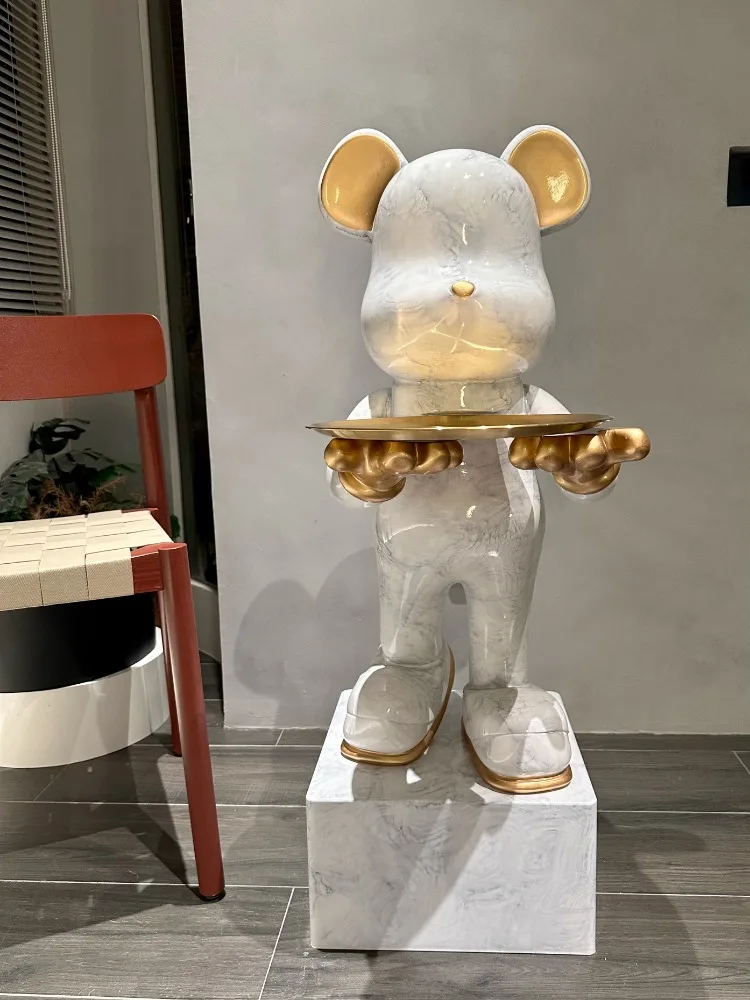 Cartoon Bear Ornament Sculpture,Luxury Living Room,TV Cabinet,Sofa Side Storage Tray, Floor Decoration Statue,Customized Gift