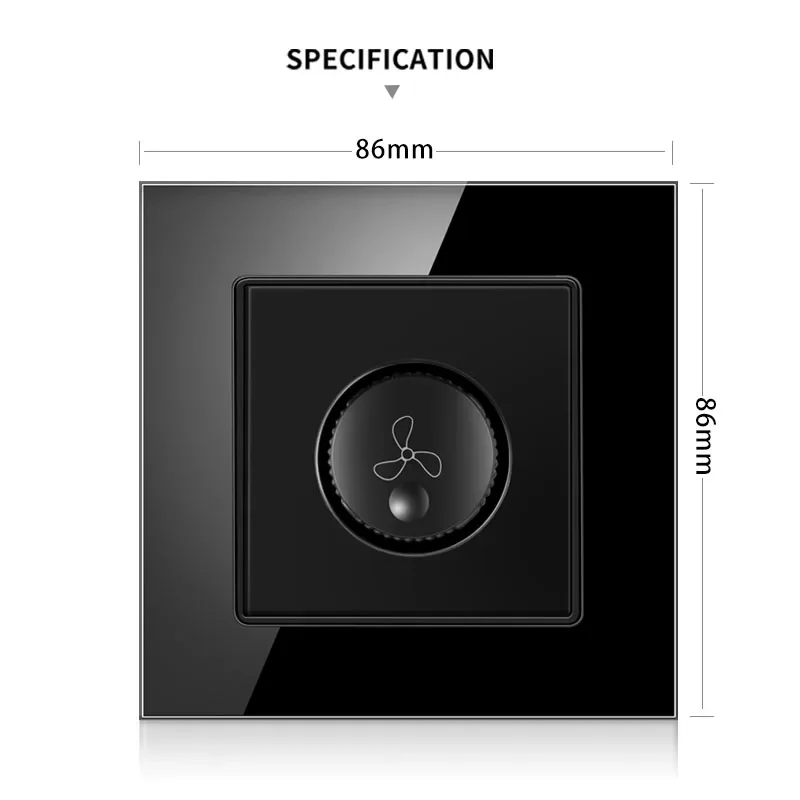 novski fan regulator luxury crystal glass panel wall switch switch 16a 15-300w black and white gold