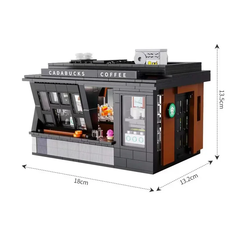 City 768Pcs Coffee Shop House With Led Lights Model Building Blocks Street View Cafe Store Assemble Bricks Toys Kids Adult Gift view 6