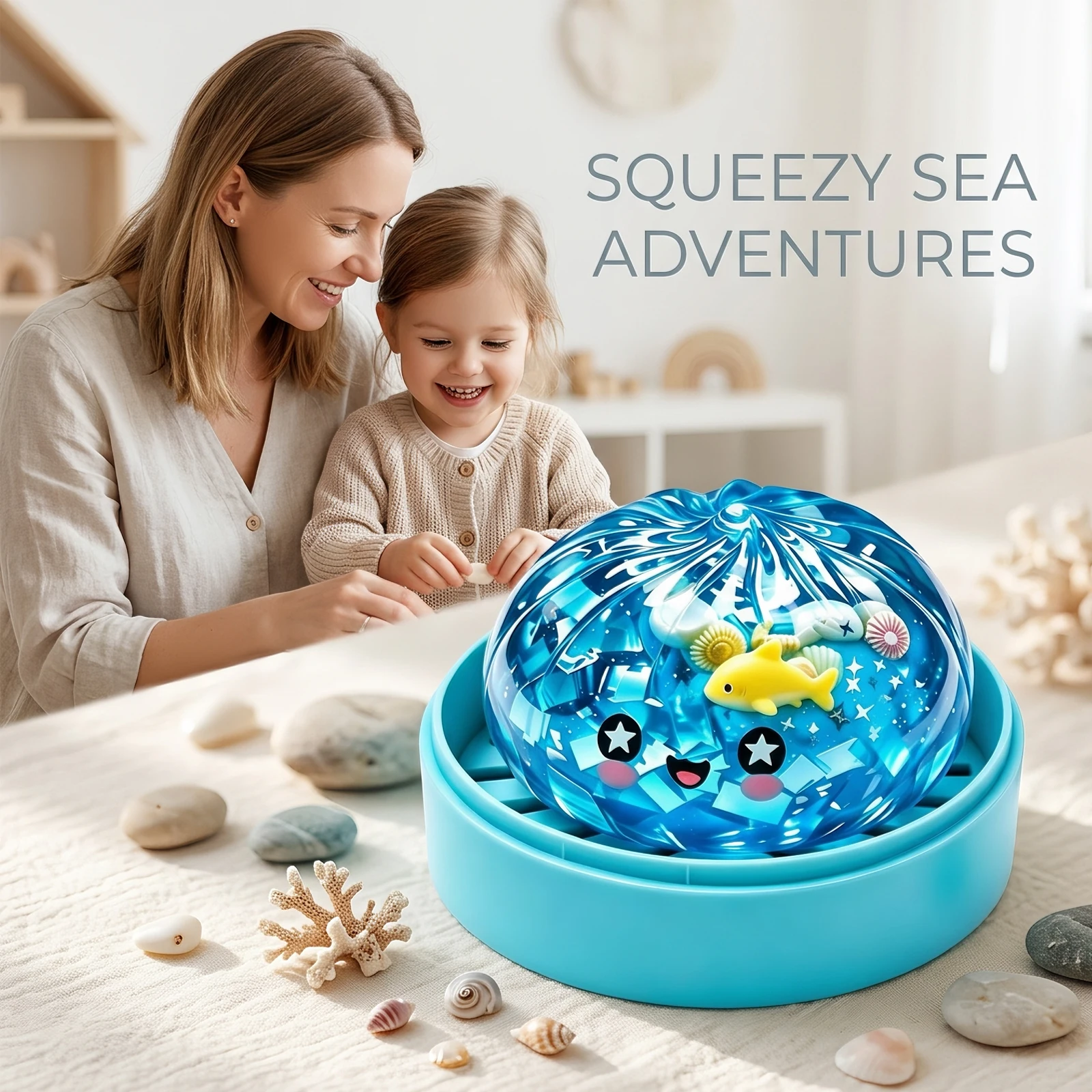 Dowmoo Marine Life Shell Bun Squishy Toy Relieve Stress Focus Boost Slow Rising TPR Safe Durable Portable Desk Fidget Fun Gift