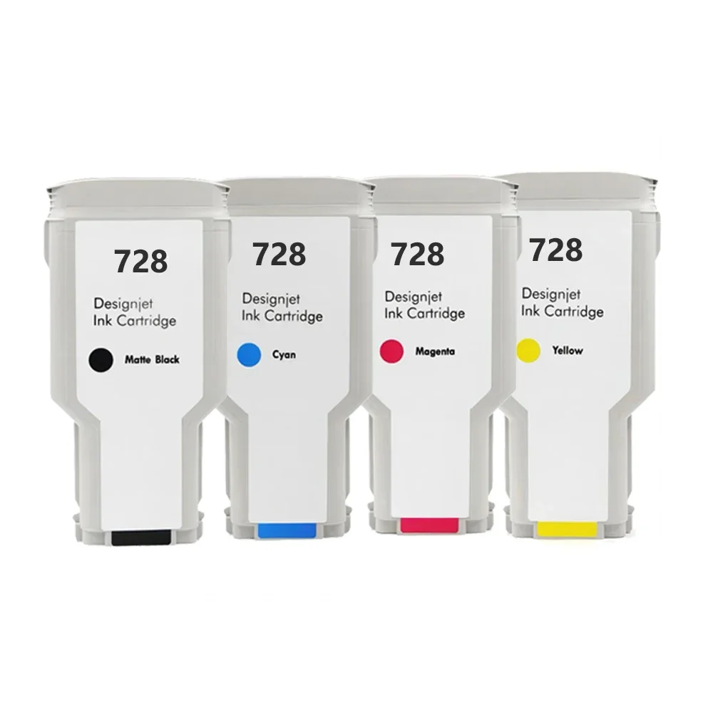 300ML 728XL 728 Compatible Cartridge With Full Ink For HP DesignJet T730 T830 Printer With Chip 4 Colors Vivid Color