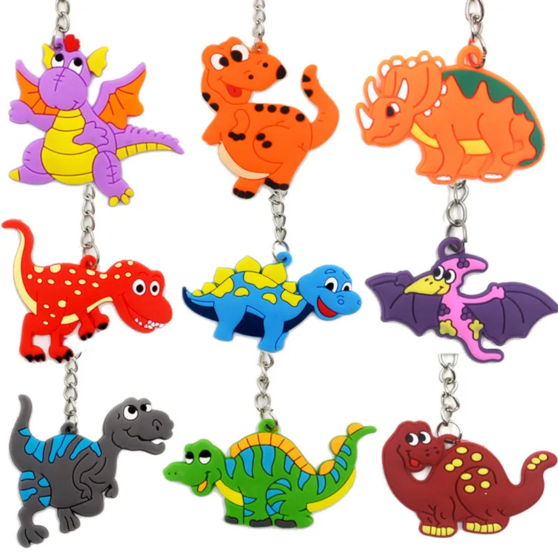 20pcs PVC Dinosaur Keychain Cartoon Pendant Fashion Cute Bag Key Accessories Key Chain Creative Gift