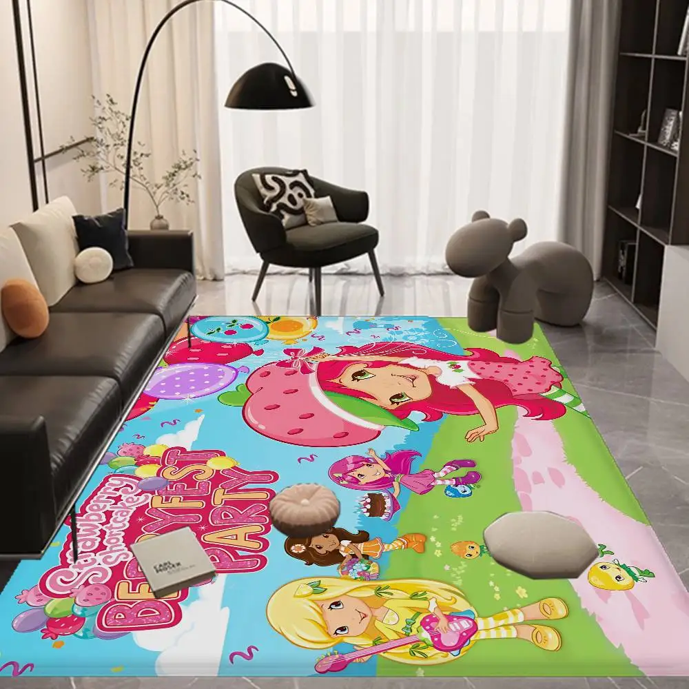 S-Strawberry Pink Girl Door Mat Nordic Style Bedroom Living Room Doormat Home Balcony Anti-Slip Alfombra