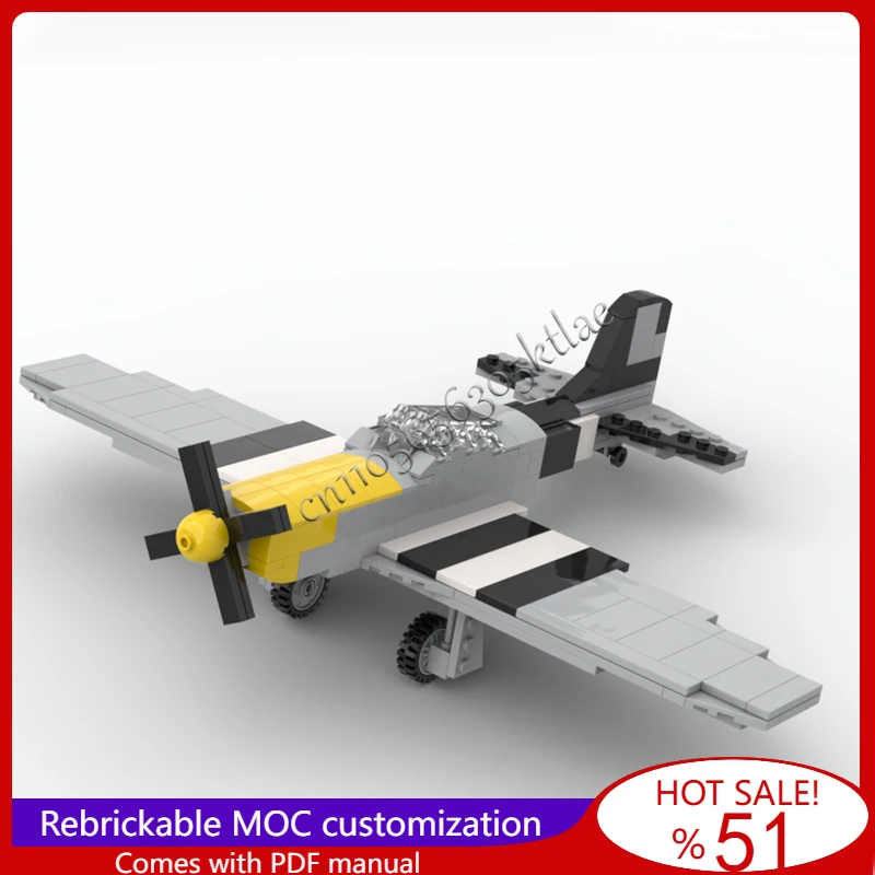 

241 PCS Long Range Single Seat P-51 Fighter Bomber Model MOC Building Block Brick Creative Assembly Toys For Kids Popular Gifts