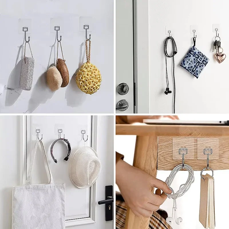 Self Adhesive Hooks Rotating Waterproof Seamless Strong Sticker Holder Wall Door Storage Hanging Hook Kitchen Bathroo