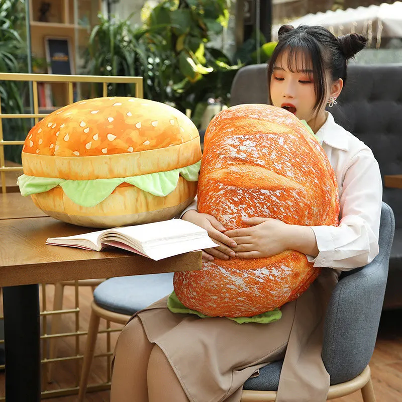 

1pc Creative Hamburger Plush Cushion Soft Stuffed Simulation Bread Toy Kawaii Pillow Gifts For Children Girl