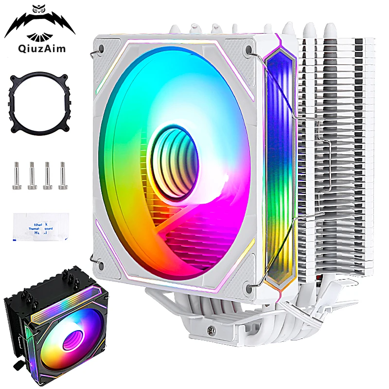 QiuzAim Computer cpu Processor Cooler 120mm fan 4Pin/PWM Air-Cooler 6 Heat Pipe Installing LGA2011 x79 x99 2066 AMD AM3 AM4 AM5