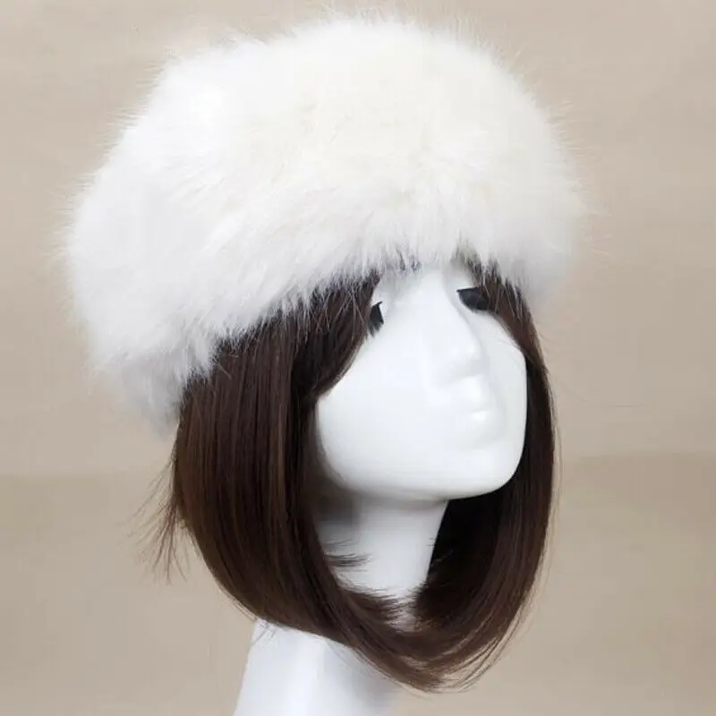 Winter Thick Furry Hairband Fluffy Russian Faux Fur Women Girl Fur Headband Hat Winter Outdoor Earwarmer Ski Hats Hot