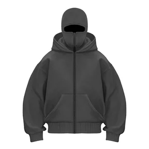 Y2K Vintage Winter Streetwear Paar Balaclava integrierter Hoodie Herrenfarbe Solid Ninja Pullover Hip Hop Amendment Sweatshirt Sweatshirt 12 Hauptverkäufe Balaclava Ninja - №8