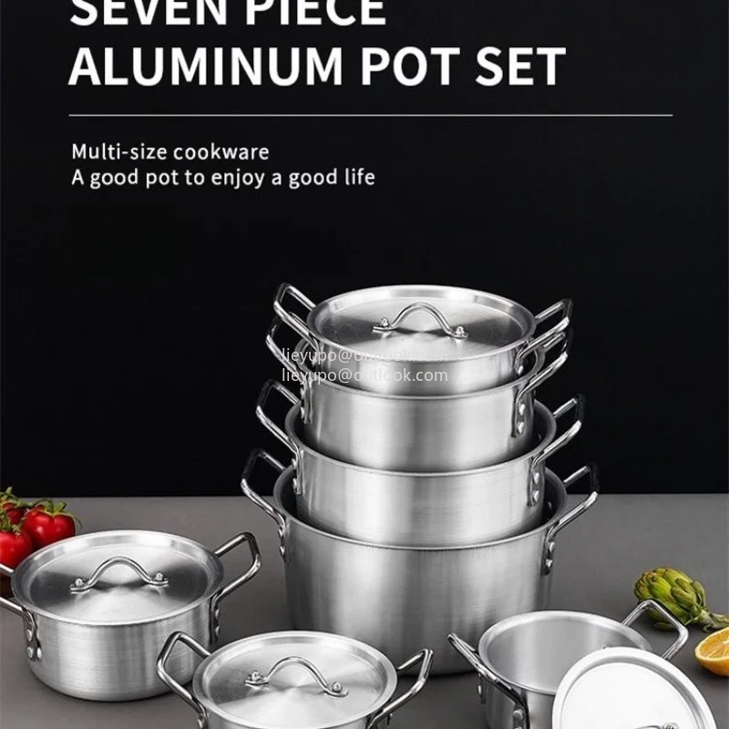 Cast Aluminum Cookware Set of 7 Piece Cooking Pot Set Non Stick Home Kitchen Cookware Aluminum