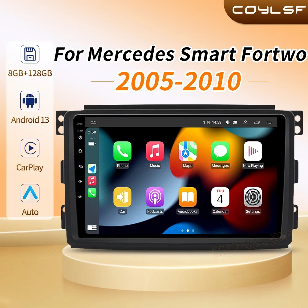 

CarPlay Android Auto Radio for Mercedes Benz Smart Fortwo 451 2005 - 2015 Car Player GPS 2 din autoradio