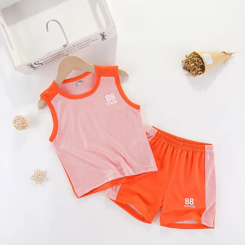 Kids Boys Girls Summer Children Sports Jerseys T-shirt Shorts Vest Tracksuit 2Pcs Basketball Team Suit Clothing Set Outfits