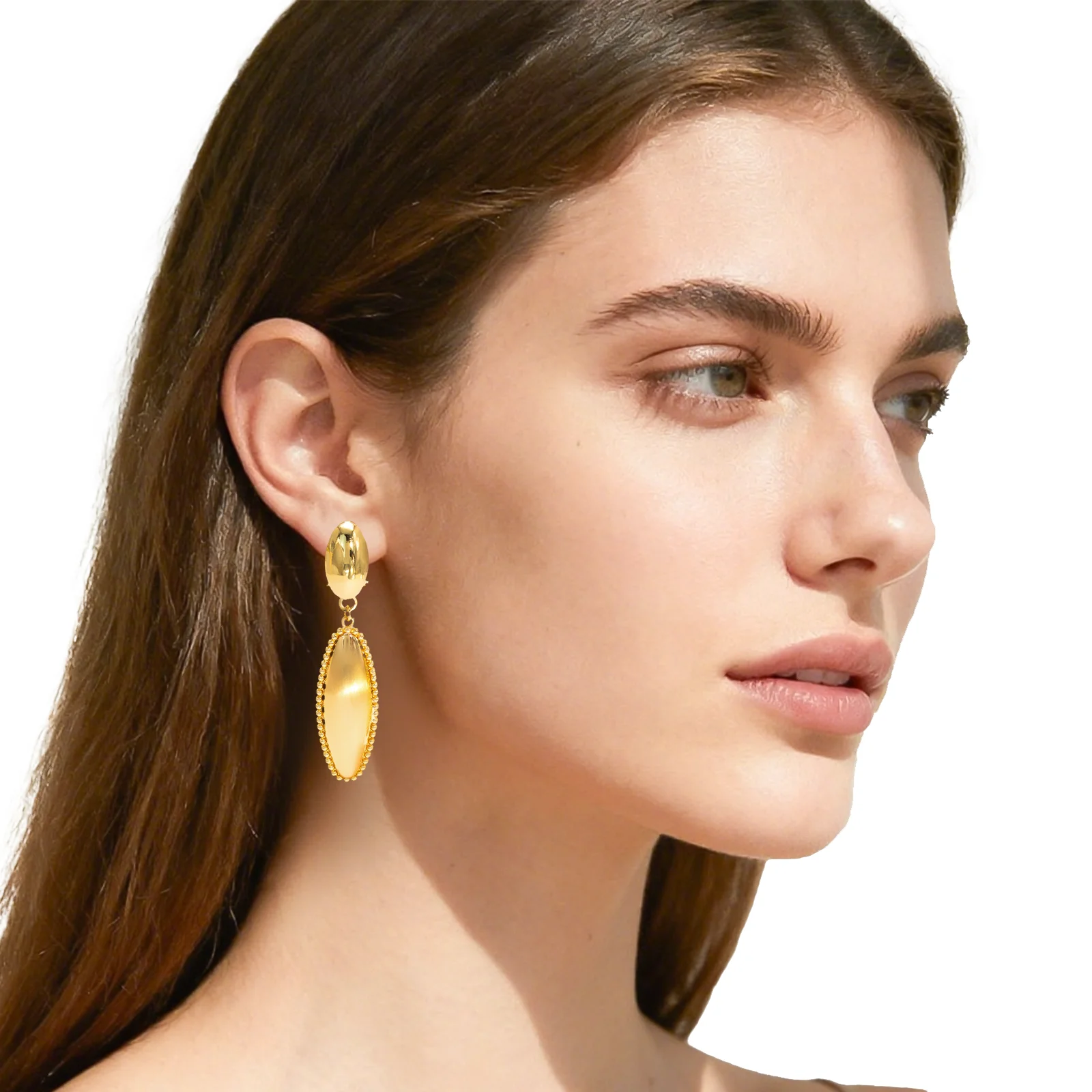 

YTJX 18K Gold Plated Polished Copper Water Drop Shaped Women's Earrings Rust-proof Office Temperament Jewelry Holiday