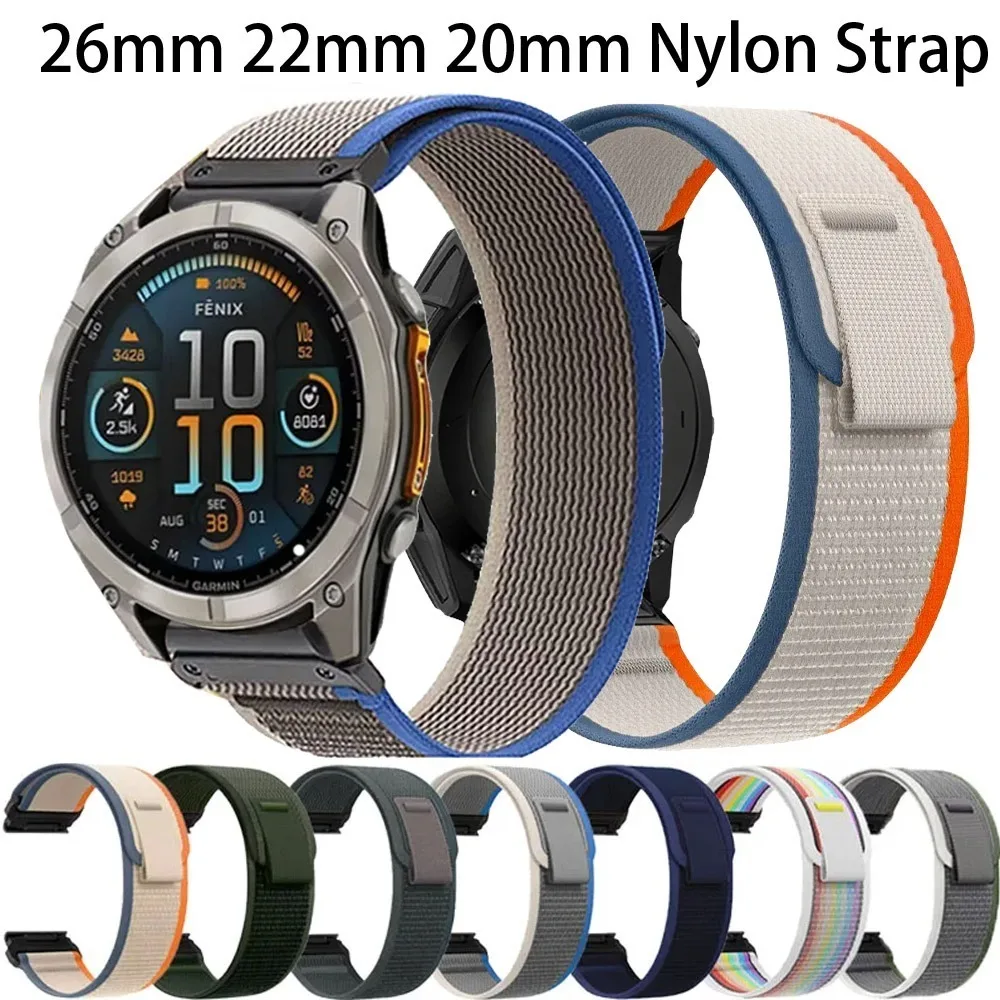 26mm 22mm 20mm Nylon Strap for Garmin Fenix 8 51/47/43mm 7 Pro 7S 7X E Comfortable Bracelet for Quatix 8 51mm 47mm Accessories