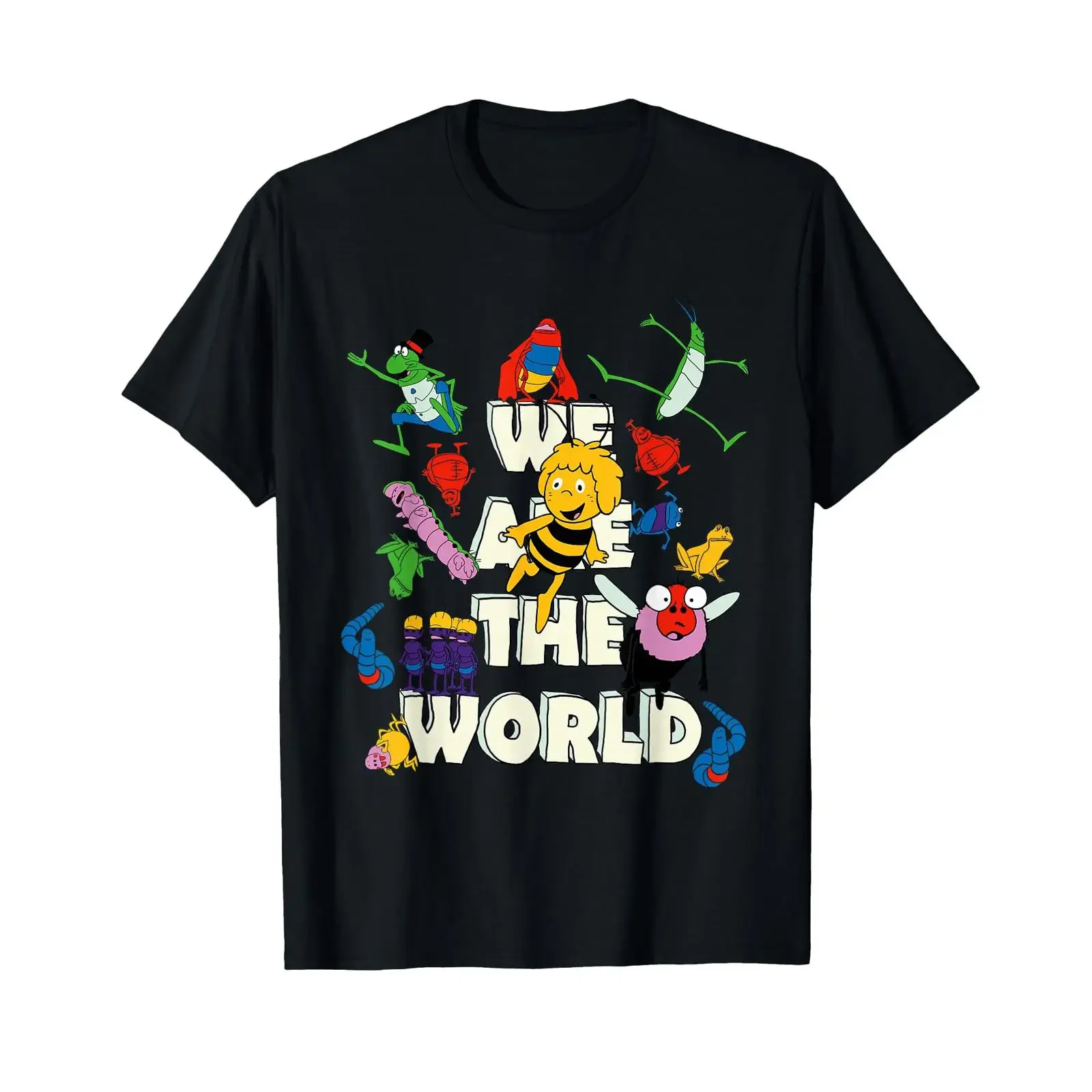 The Maya Bee We are world T Shirt vintage Washed designer clothes homme Soft graphic Versatile Slightly Stretched Stylish