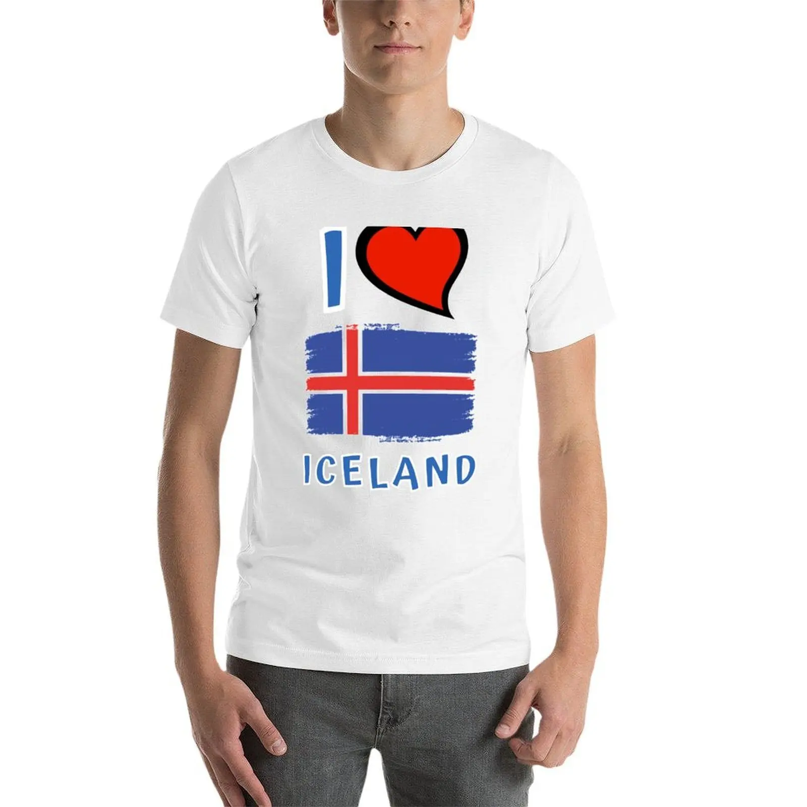تي شيرت I Heart Iceland تي شيرت رجالي مخصص تي شيرت للرجال