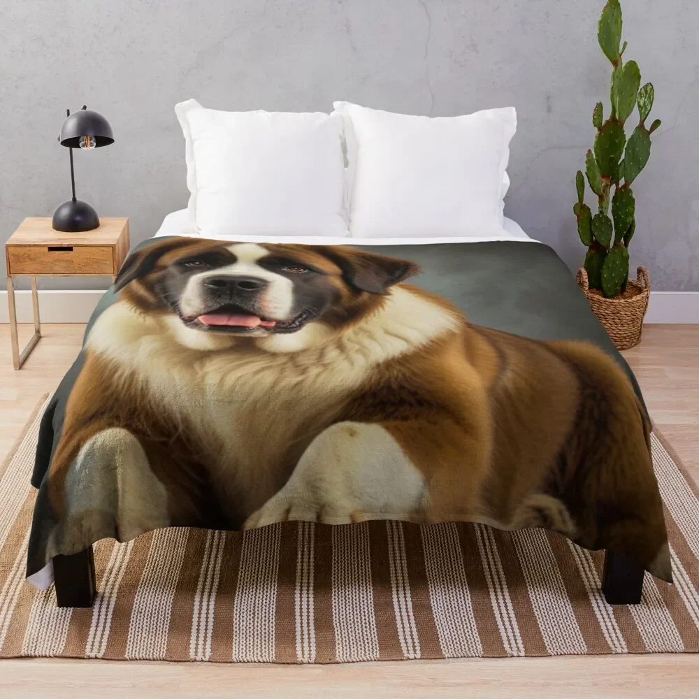 

Saint Bernard Portrait Throw Blanket Giant Sofa Sofa Quilt Soft Beds Bed Fashionable Blankets