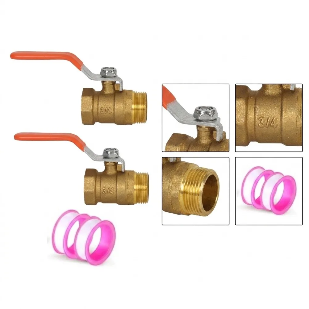 G1/2 G3/4 Brass Ball Valves 2PCS Lever Operated for Water System Installation in Homes Offices and Outdoor Areas