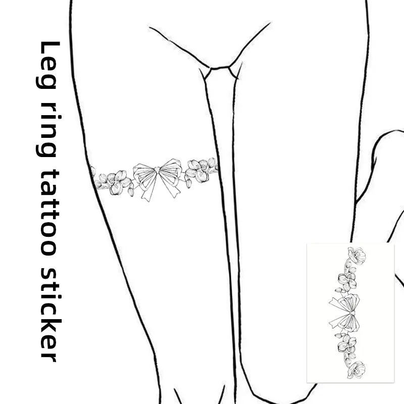 

Наклейка-тату на ногу с бантом и орхидеей: Цветочный дизайн для маскировки шрамов на шее. Полупостоянные и временные.