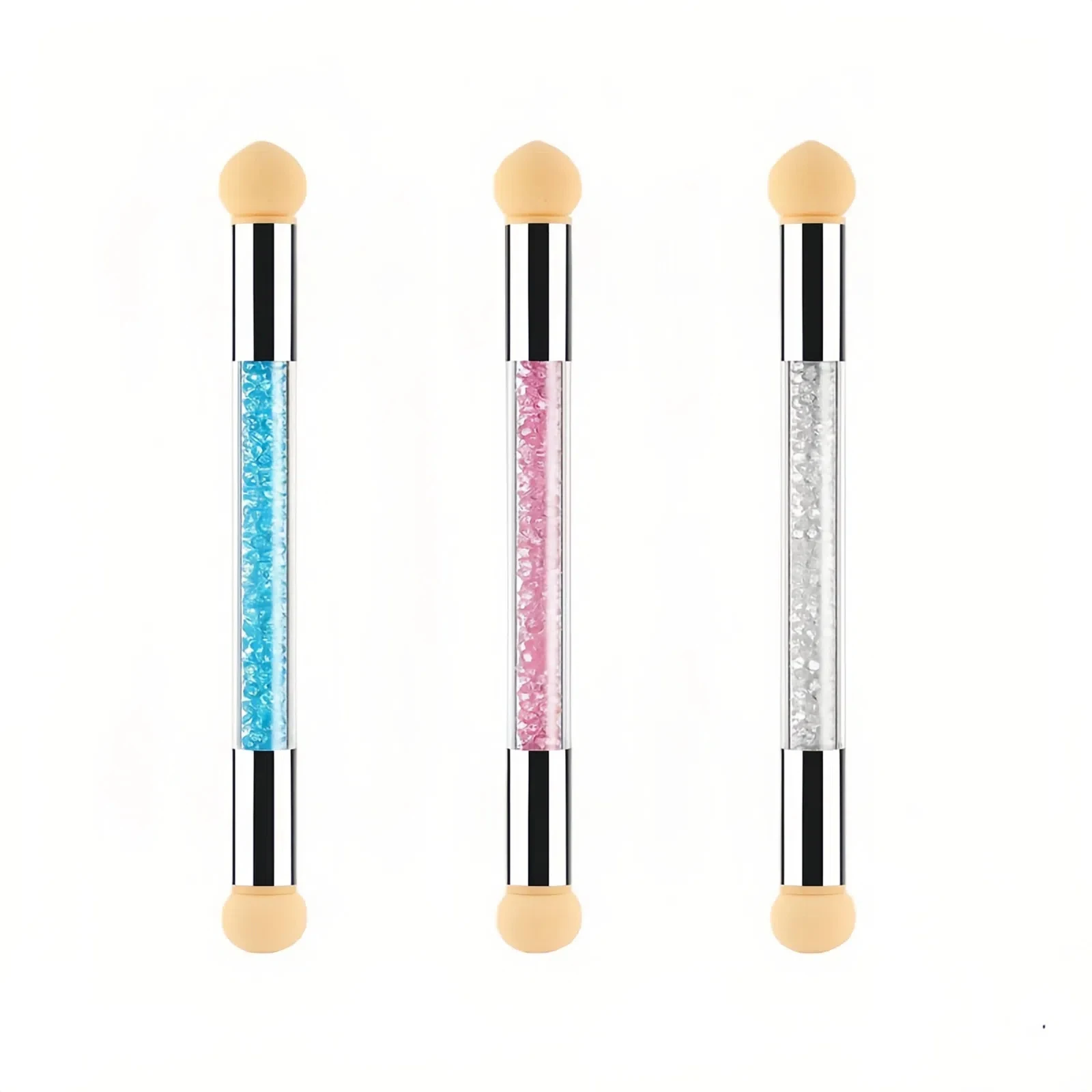1 conjunto de escova de esponja de ponta dupla para arte em unhas, lavável, substituível, 4 cabeças para esmalte em gel, gradiente, glitter, pó, ferramentas de aplicação
