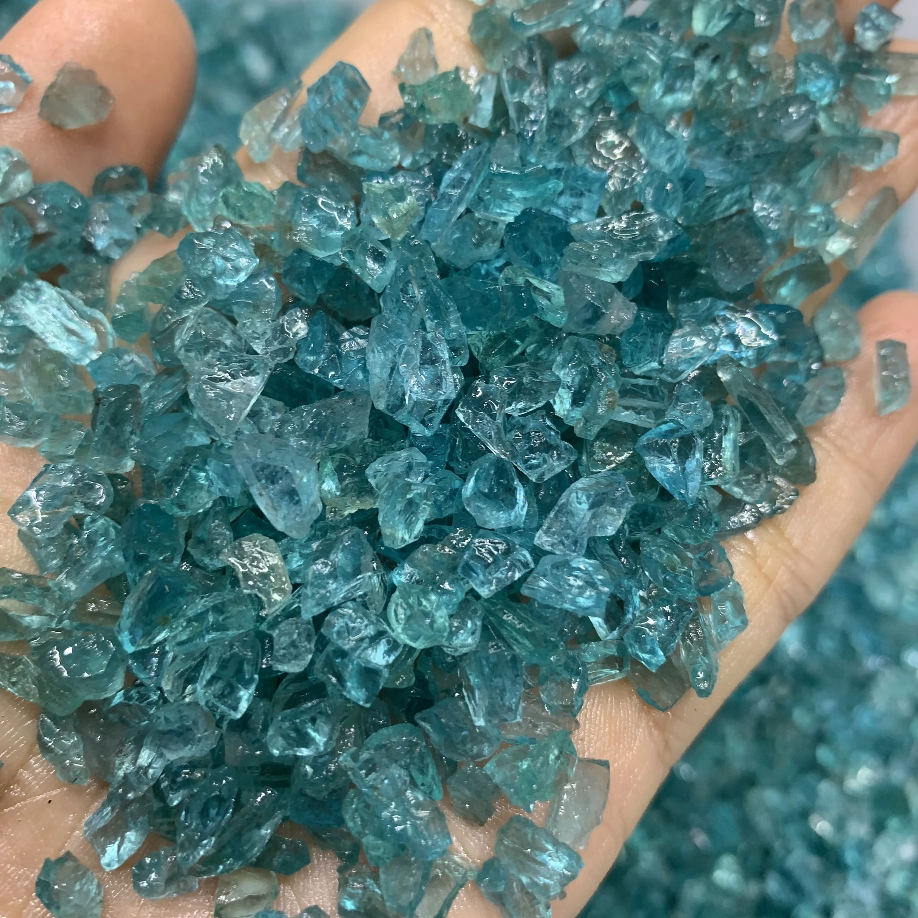 Rough Irregular Blue Apatite Stones Raw crystal stone small chips