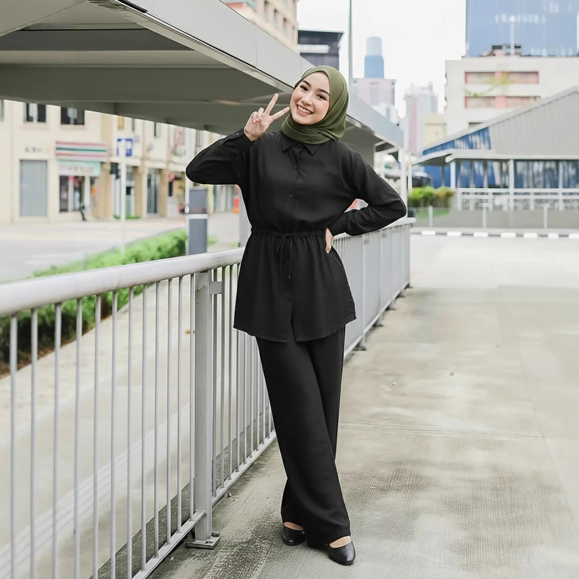 

Скромный мусульманский комплект из 2 предметов, женская рубашка с длинным рукавом на шнурке, широкие брюки, турецкий кафтан, исламская одежда, спортивный костюм, ансамбли