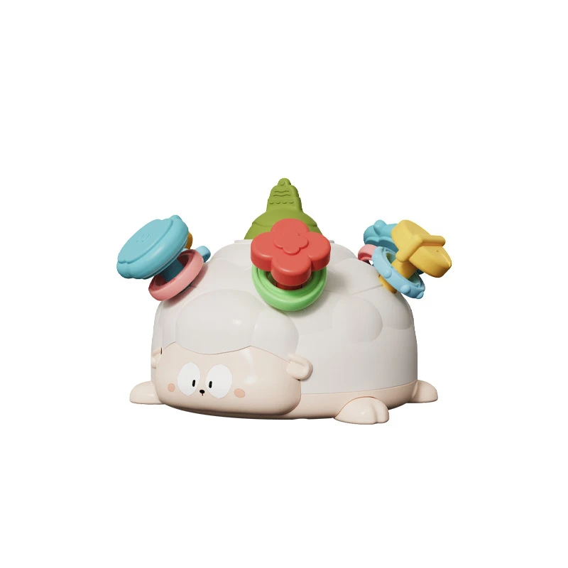 عضاضة الأغنام المصنوعة من السيليكون الملون - لعبة مضغ بدرجة الطعام مع خشخيشة وتدريبات حسية وتخفيف اللثة المهدئة للأطفال