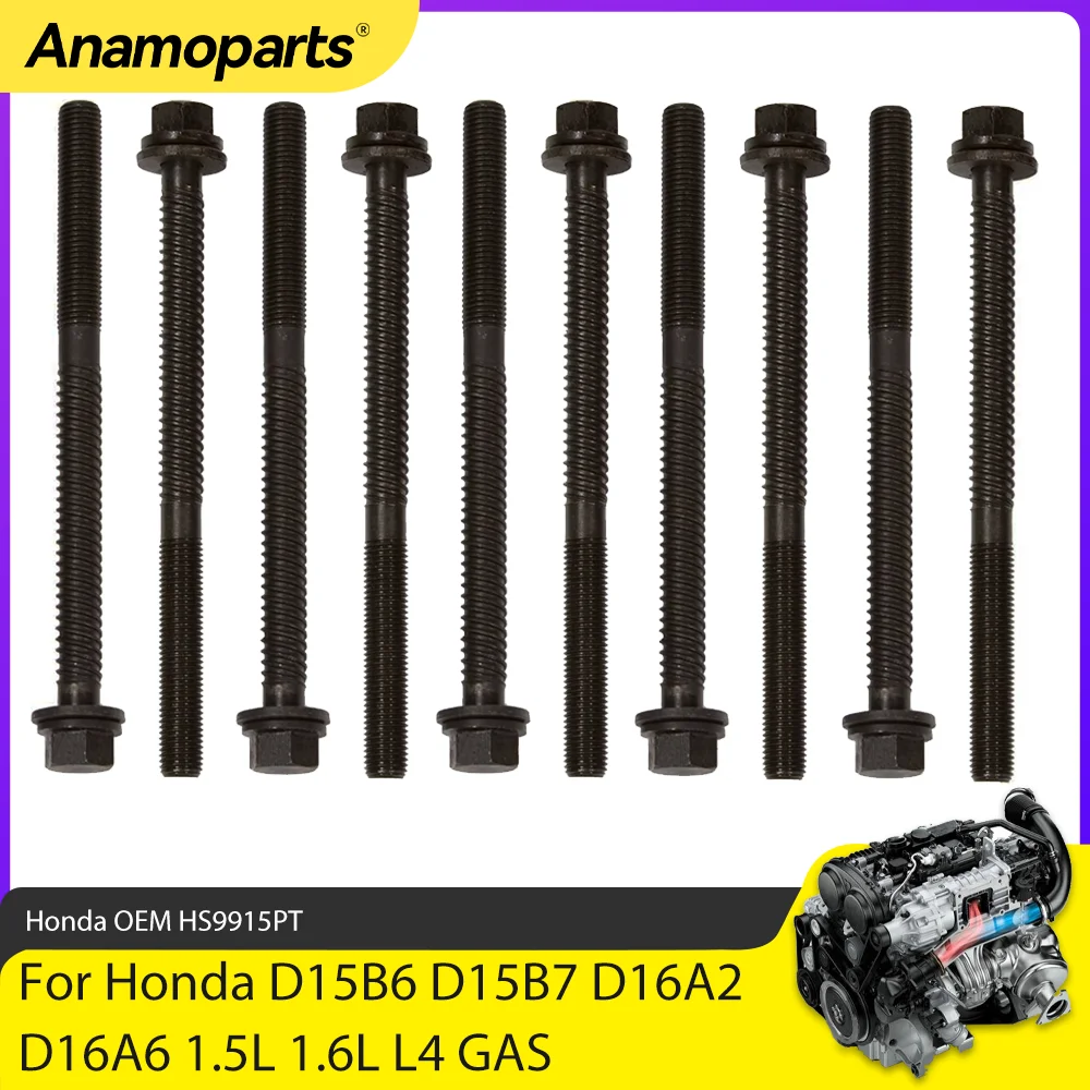 Engine Parts Cylinder Head Bolt Set Fit 1.5 1.6 L For 88-95 Honda CRX Civic D15B6 D15B7 D16A2 D16A6 1.5L 1.6L L4 GAS HS9915PT