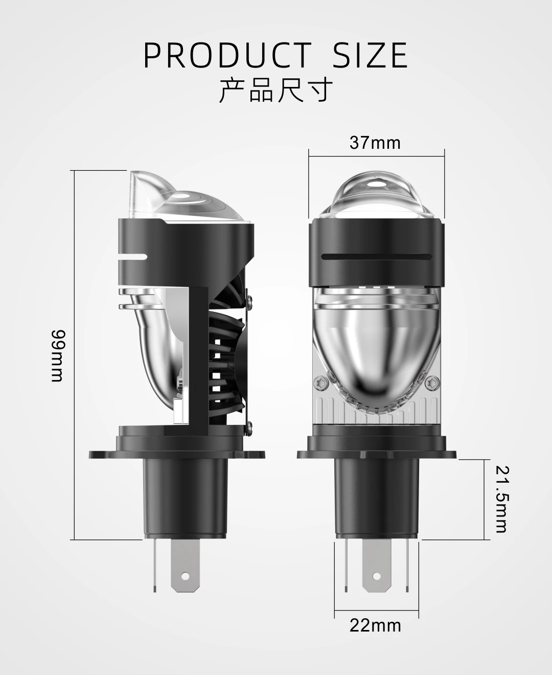 H4 Bi LED Mini Projector Lens LED Car Headlight Bulb 100W CANBUS Turbo Auto Bulb H4 Triple Color Light Fog lamp /Red Devil Eyes