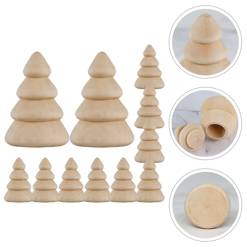 10 Pcs Desktop Wood Germ Tree Child Graffiti Crafts Lotus Unfinished Wooden Trees