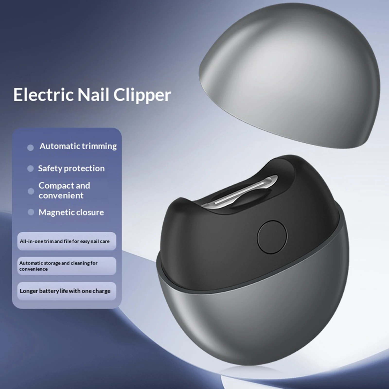 Automatic Electric Nail Clipper with LED Light & Nail Scraps Storage, USB Rechargeable Safety Fingernail Trimmer for Baby, Adult