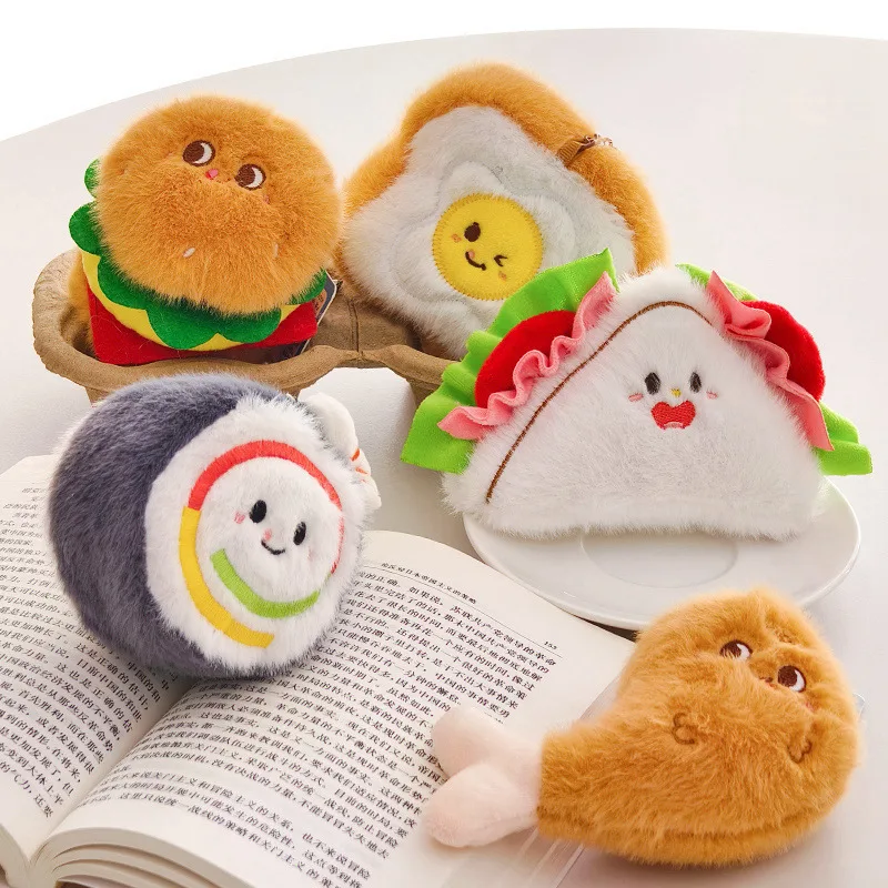 Fun Snacks French Fries Cake Pendant Keychain Hamburger Fried Chicken Leg French Fries Stuffed Bag Pendant Daily Gifts
