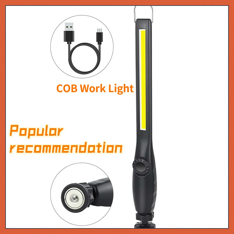 Usb recarregável cob led luz de trabalho portátil sem fio magnético inspeção luz para reparação carro casa oficina emergência