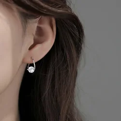 925 Sterling Silver Shiny Luxury Zircon Earrings Korean Fashion Niche Design Earring Geometric Rhinestones Jewelry for Woman