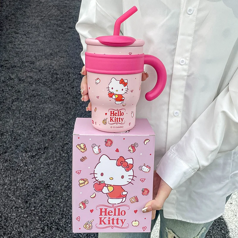 1Pc Hellokitty Thermos Cup, High-Looking Water Cup, 700ml 1200ml, Valentine's Day Gift, Car Cup, Portable Coffee Cup, Large Capacity - view 4