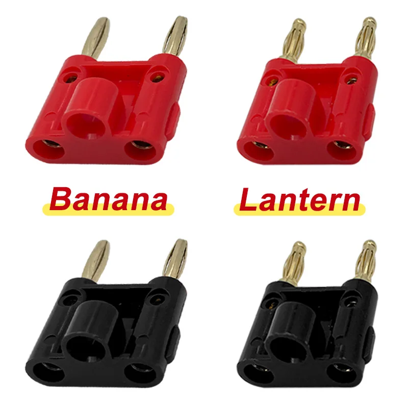4Pcs Gold-plated Double Row 4mm Banana Plug Jack Speaker Audio Amplifier Adapter Banana Terminal Connector