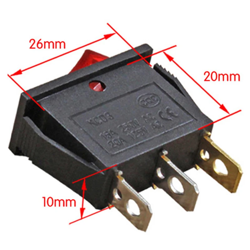 5PCS Multifunction Rice Cooker Switch Boat Power Rocker Switch With Illuminated Lamp 2-Position 3-Pin Boat Rocker Switch