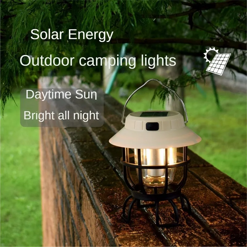 

Portable Solar Light, Outdoor Camping Tent Light, Retro Atmosphere, Multifunctional, Waterproof, Long Battery Life