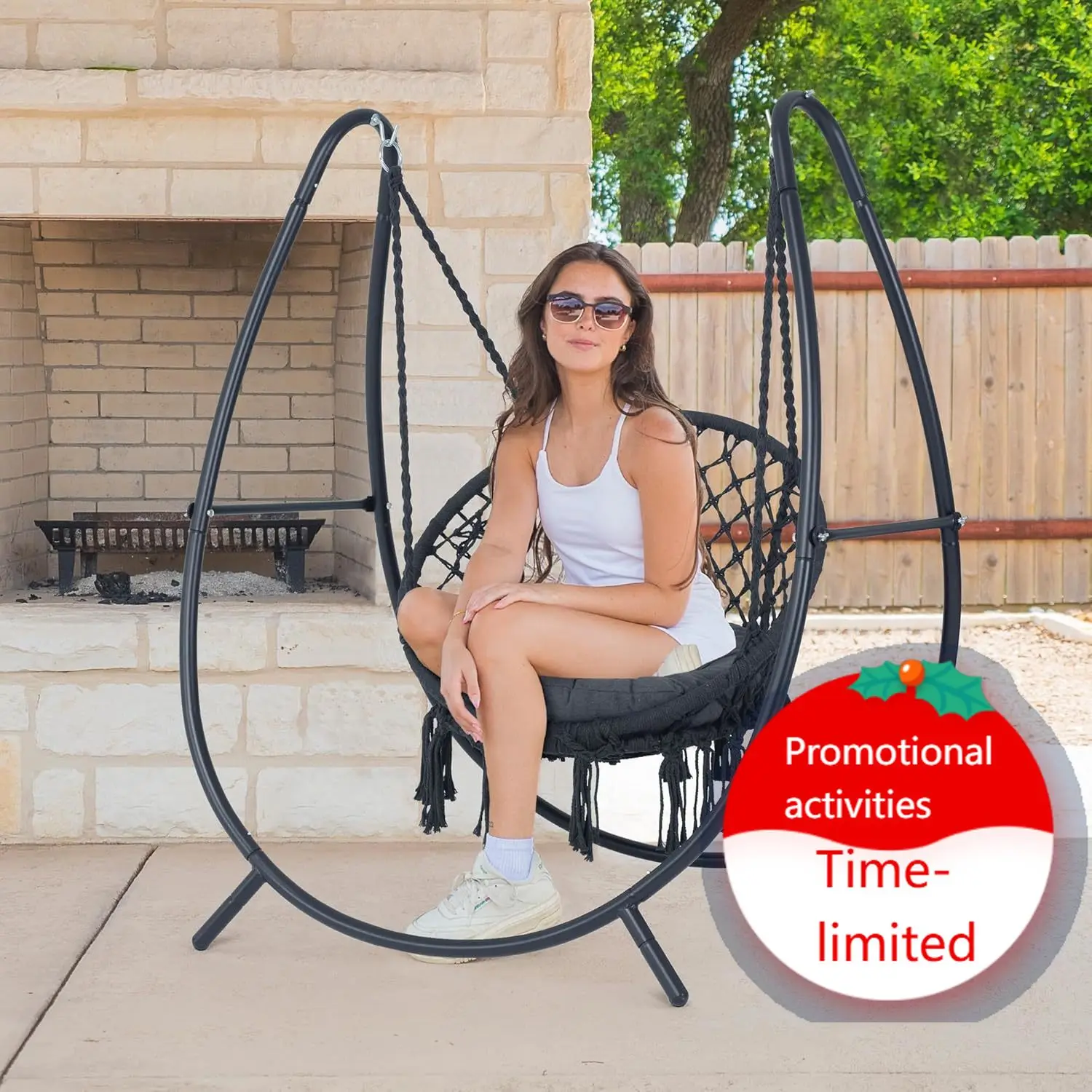 

Hammock Swing with Stand Included, Outdoor Hanging Swing Chair with Stand and Removable Seat Cushion, Max 400 Lbs, Dark Grey