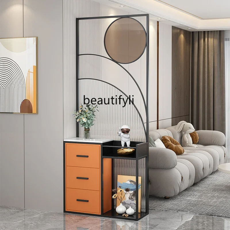 

A55 Light luxury home Changhong glass screen entrance cabinet, modern and simple, decorative partition wall