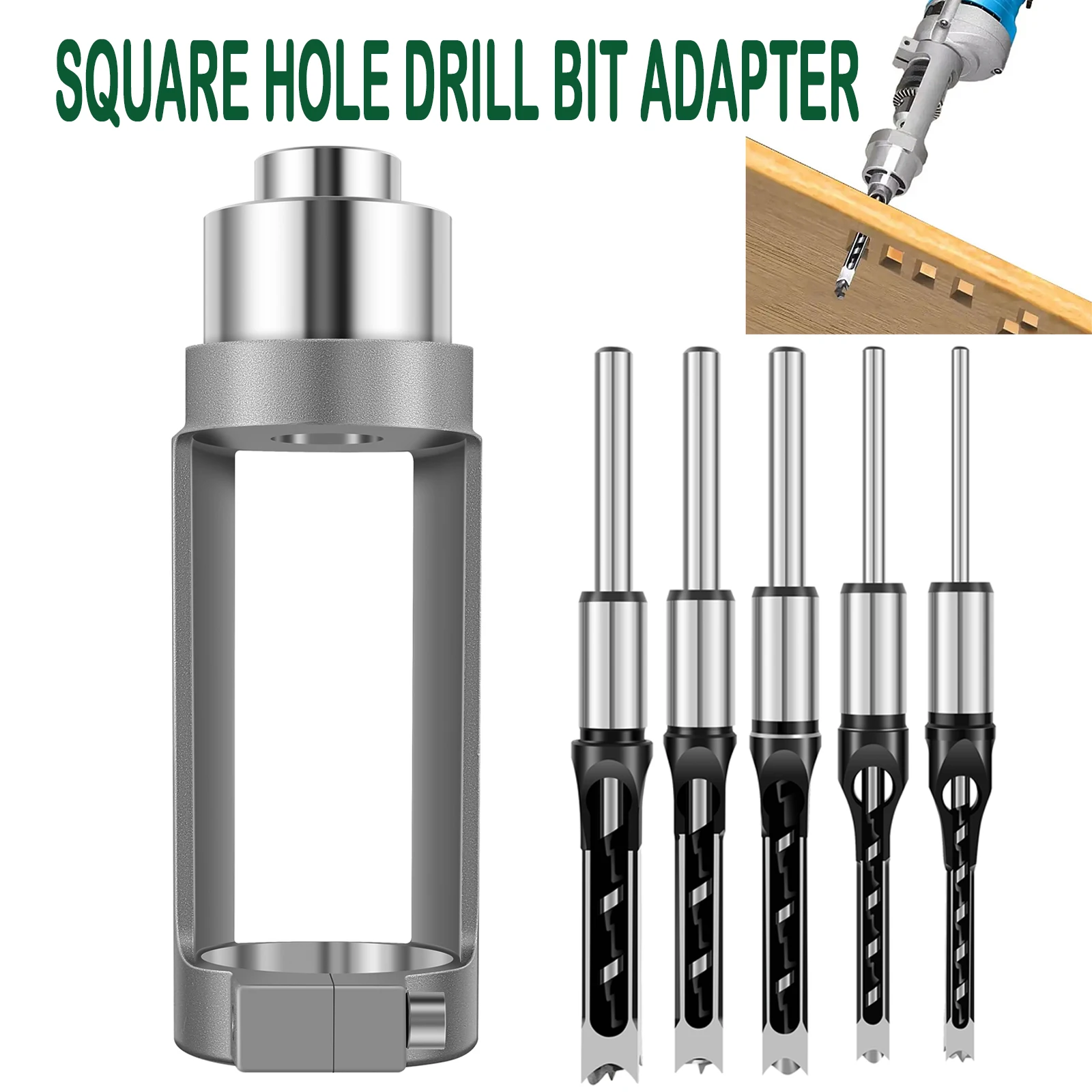 

Square Hole Drill Fixed Bracket Cast Aluminum Professional Precise Woodworking Tool Durable Drill Bit for Hand Electric Drill