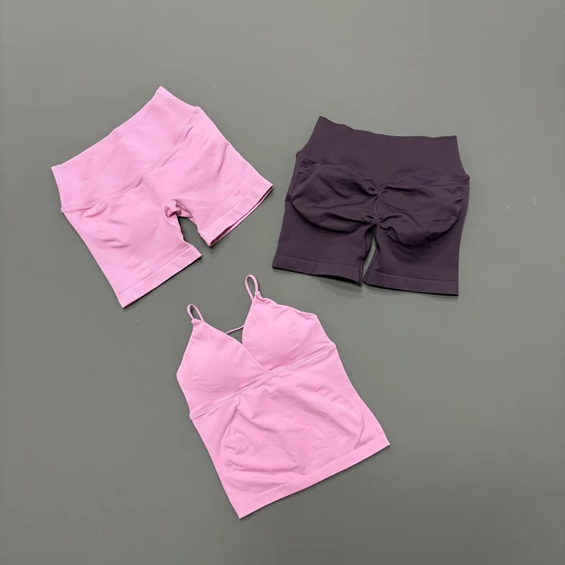 2 Piece Women Vision Sports Set Seamless Twist Front Longline Top Fitness Cross Waist Vision Flares Tracksuit Gym Workout Sets