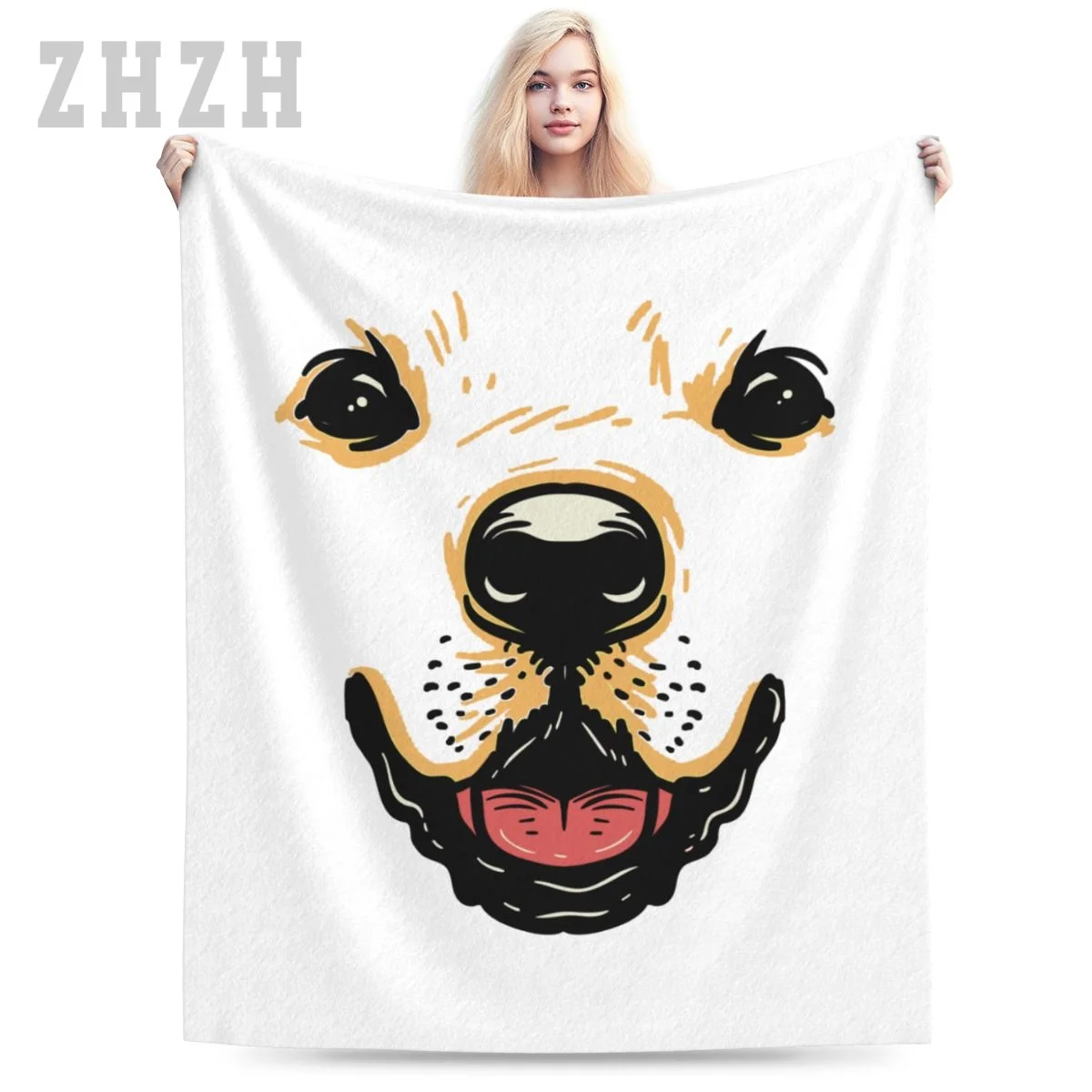 Blanket Dog Face Golden Retriever Labrador Halloween Costume Flannel Multifunction Camping Sofa Cover Keep Warm