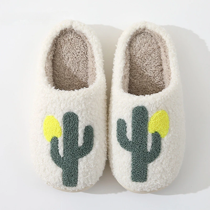 2023 New Style Comfortable Home Cactus Warm Winter Cotton Slippers Couple Men and Women Thick-soled Cotton Shoes Non-slip